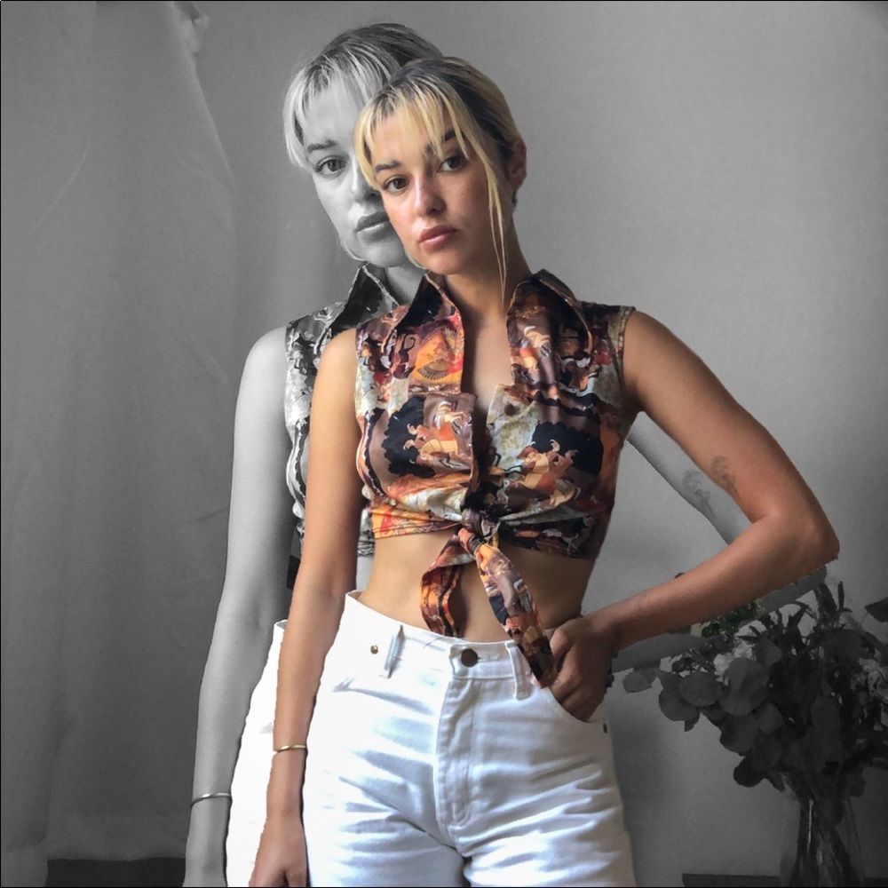 Vintage Chinese art print crop top